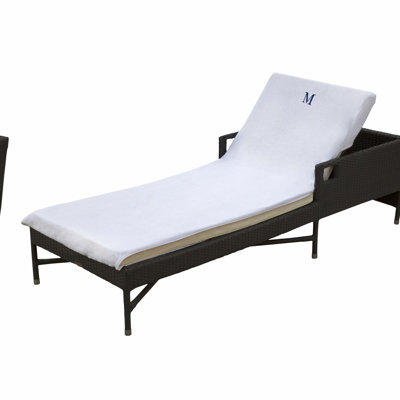 UltraSoft Monogrammed Cotton Lounge Chair Cover - Plush, Absorbent, Bright White Towel for Poolside Comfort