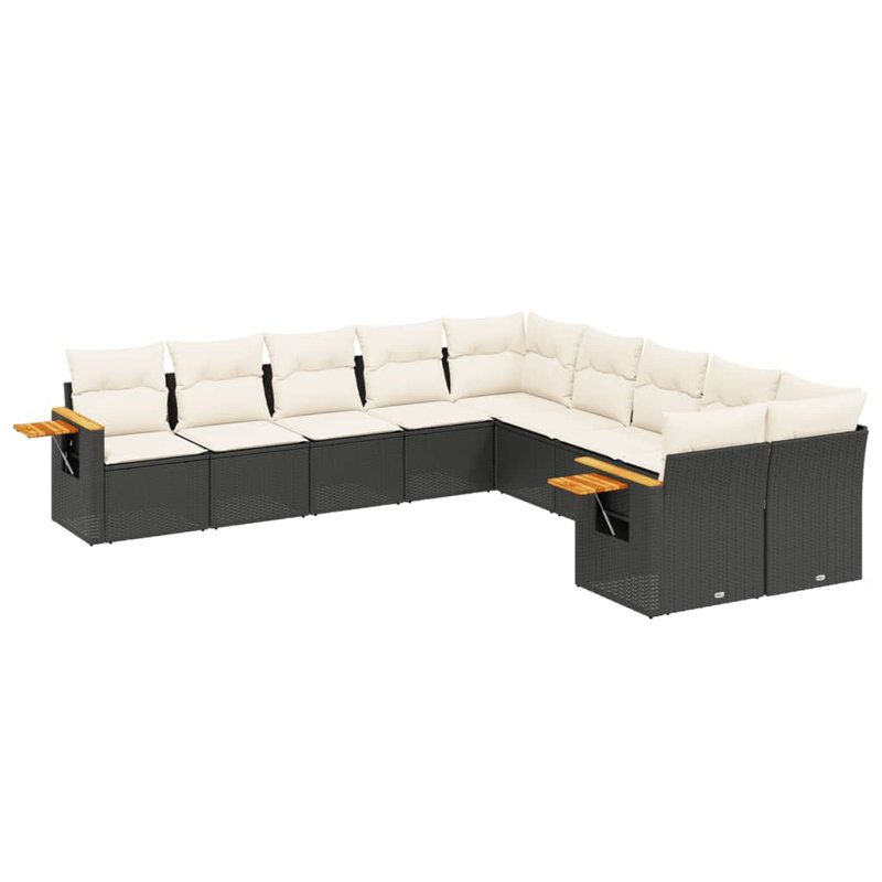 Vidaxl Garden Sofa Set Black, Cream White