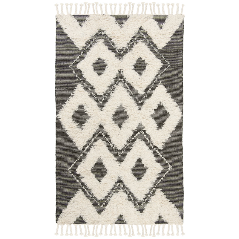 Isaacson Geometric Wool Hand Woven Area Rug, Rectangle 122 x 183 cm