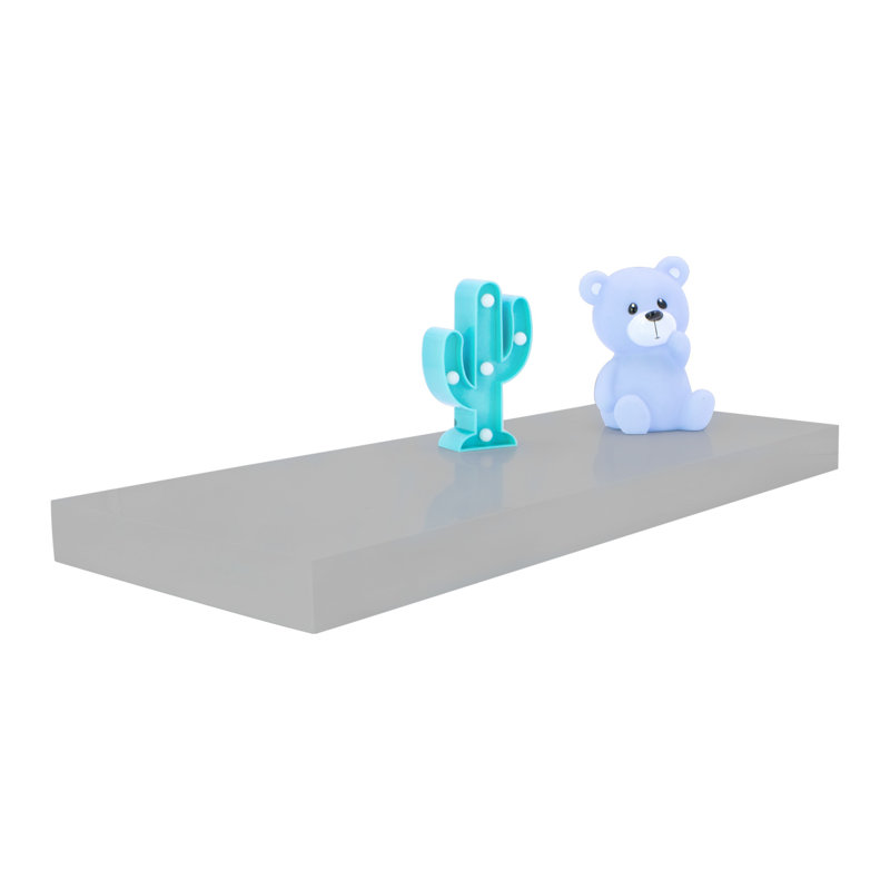Plastic / Acrylic Floating Shelf, Gray, 3.80cm H x 60cm W x  23cm D