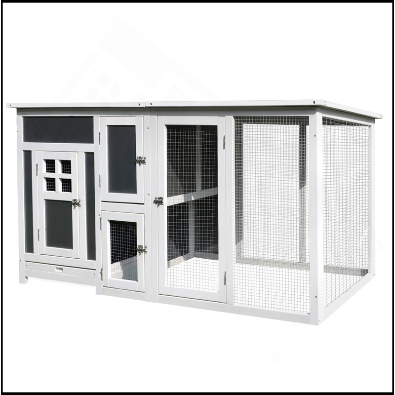 Poulailler d'extérieur 63 po en bois, cage à poules avec aire de nidification, nichoir, poulailler avec toit imperméable, plateau amovible