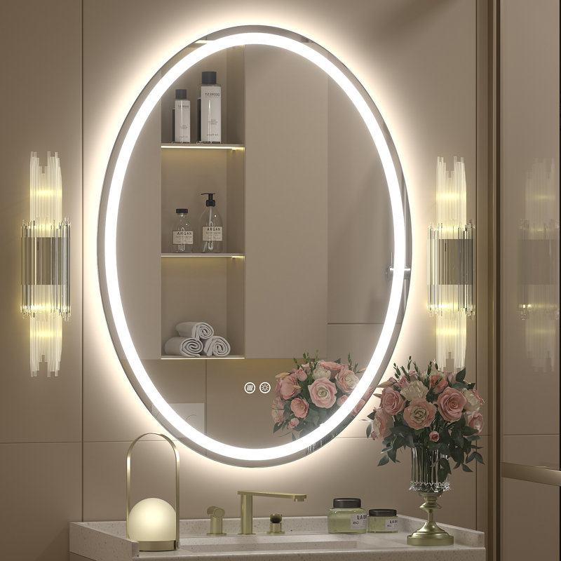 Miroir ovale en verre trempé anti-buée Aevar, 32 po x 24 po