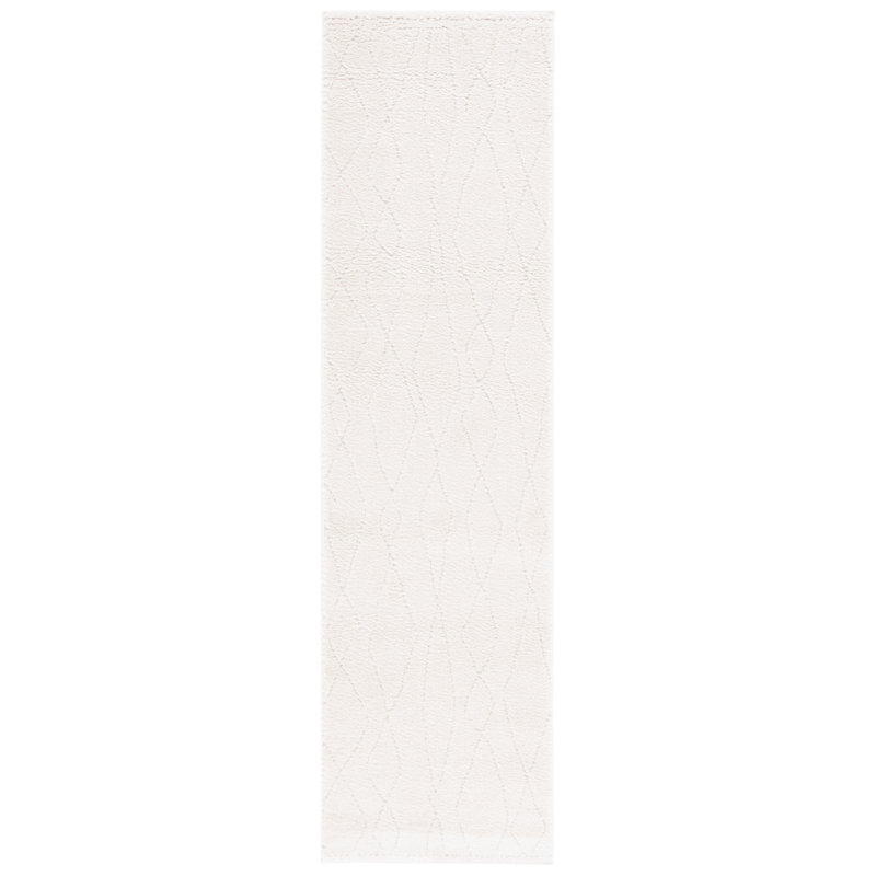 Bahiya Abstract Machine Woven Polyester Area Rug in Ivory/Beige, Runner 2'2" x 8'