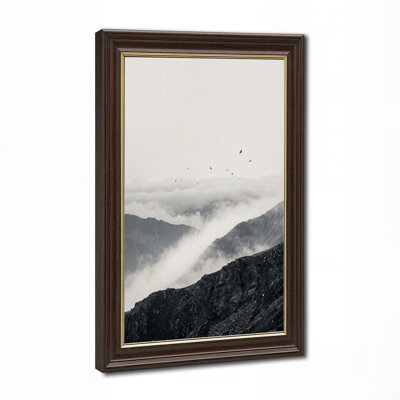 Toile noire et blanche avec oiseaux