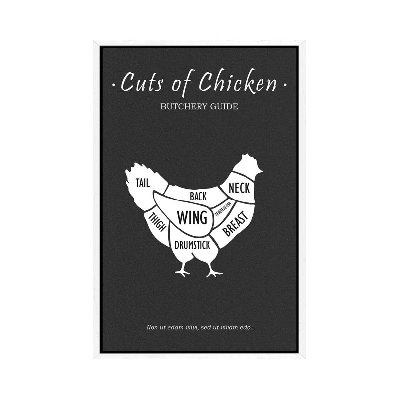 Butchery Chicken by Mark Rogan - Print on Canvas, White Framed, 66.04cm H x 45.72cm W x 3.81cm D