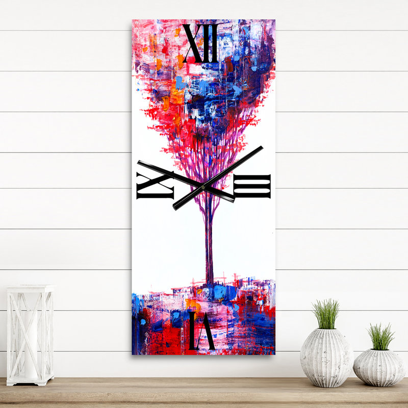 Arbre abstrait impressionniste sur une horloge murale, Grand