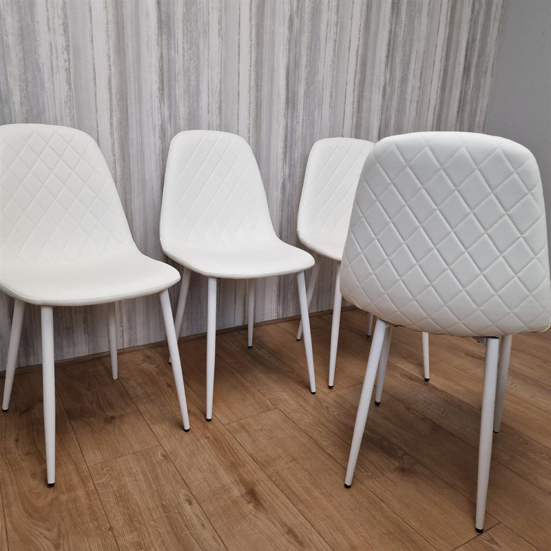 Penarth 44cm H Upholstered Metal Side Chair, White, White