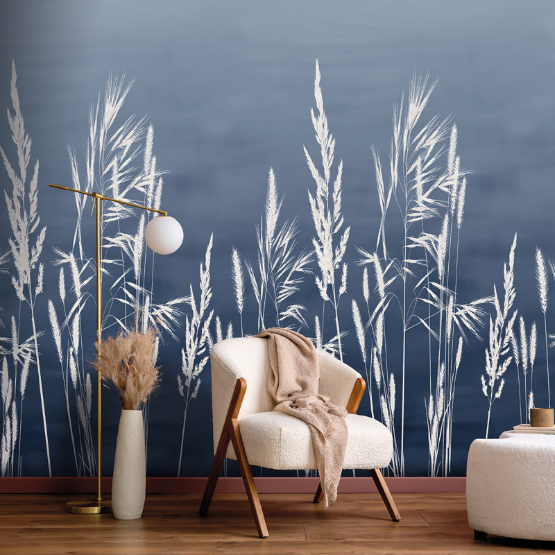 Willow Grass Navy Wall Mural, Navy