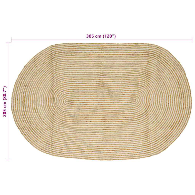 Solid Colour Standard Area Rug, Oval 205 x 305cm
