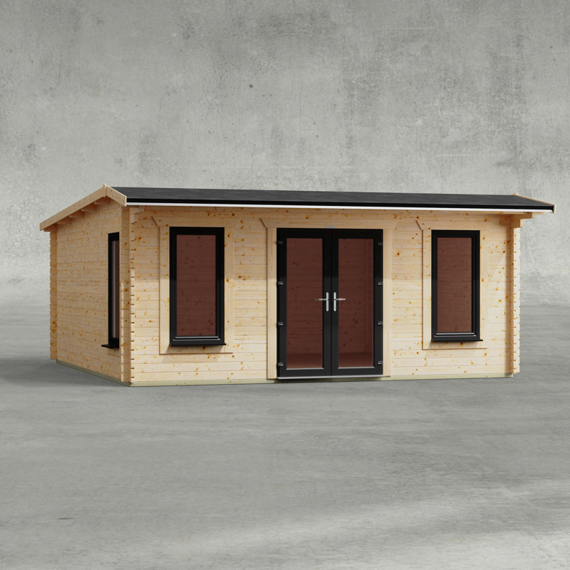 Powersheds 18 x 18ft Apex Log Cabin, Doors Central - 44mm