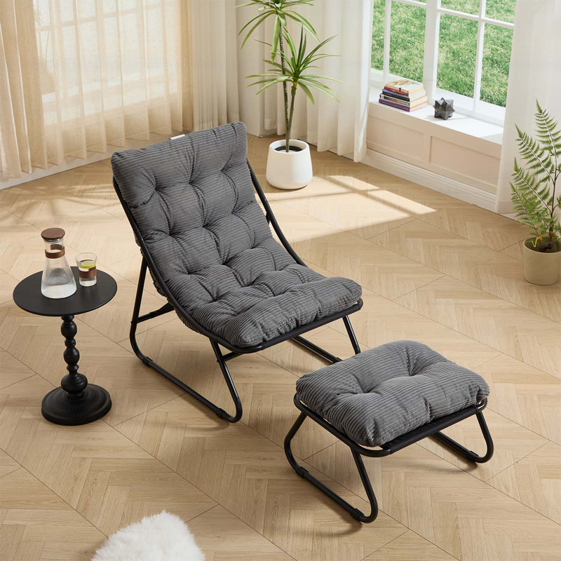 Méridienne avec repose-pieds, Gris clair