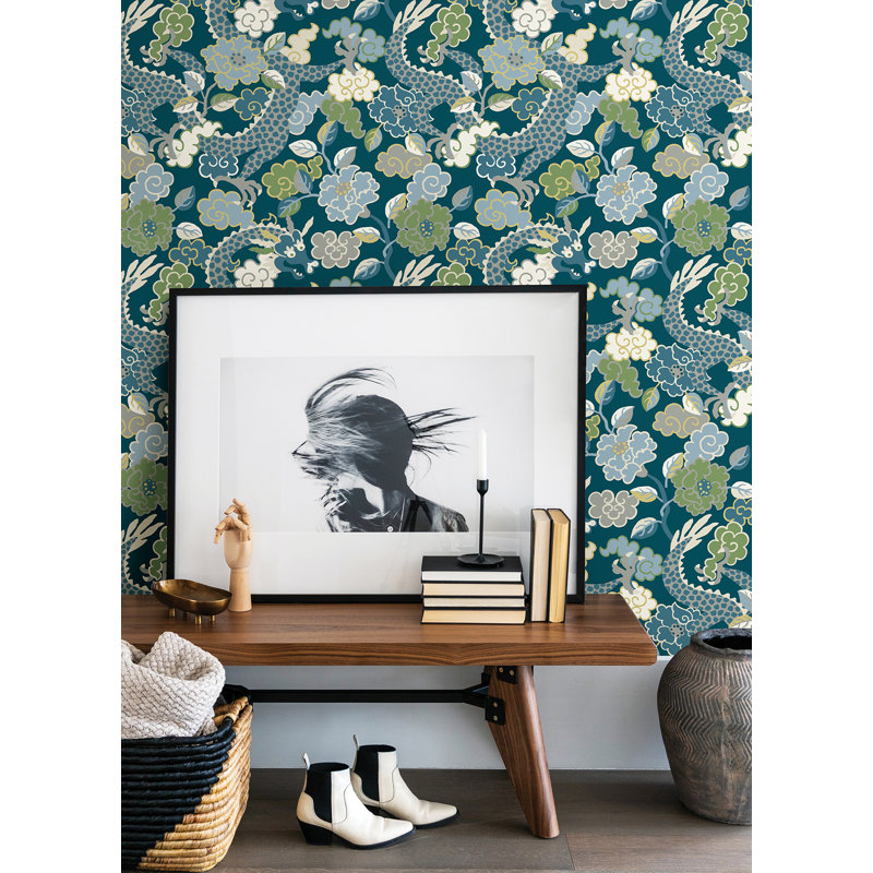 Keiundra Floral Wallpaper Roll, Blue