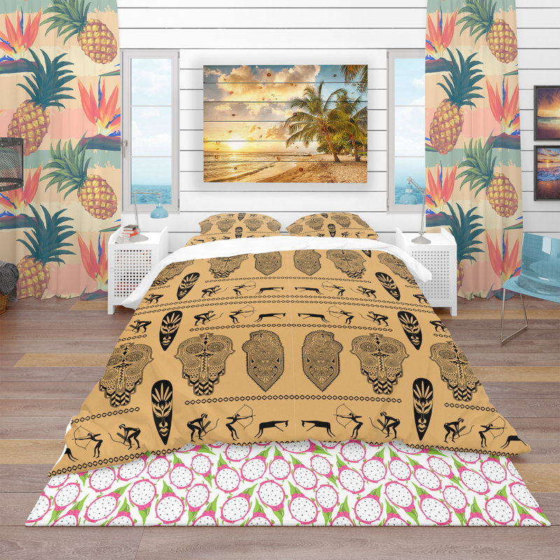 Ensemble de housse de couette tropical, Housse de couette très grand + 2 taies décoratives