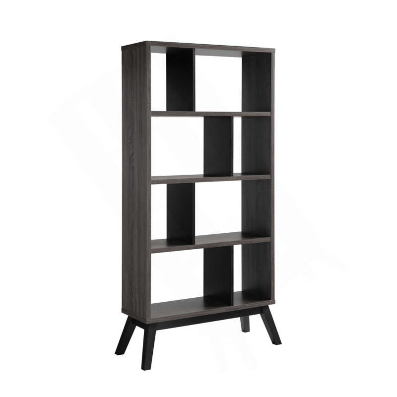 Bibliothèque Mid-Century moderne à 4 niveaux, étagère de rangement gris patinée