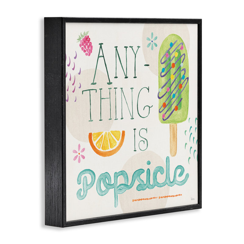Tout ce qui est popsicule, estampe numérique encadrée par Véronique Charron, H 12 po x l 12 po, Giclée encadrée noir minuit