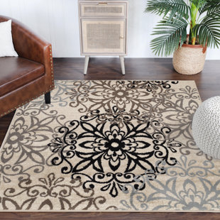 Home Decorators Collection Spiral Medallion Gray 2 ft. x 3 ft. Scatter Rug