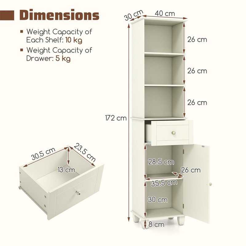 Freestanding Linen Cabinet, Green