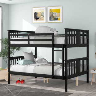 Lit double superposé double avec échelle, mobilier de chambre à coucher et de chambre d'amis peu encombrant, finition espresso