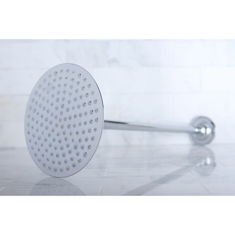 Pomme de douche ronde en laiton 7-3 / 4 po avec bras de plafond de 17 po Kingston, Chrome poli