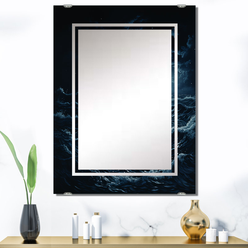 Rendon - Miroir mural abstrait à vagues modernes MIR139655, 40 po x 30 po
