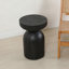 Table d'appoint / de bout ronde 12,4 po - Bois de manguier massif, rétro brûlé - noir-129581399