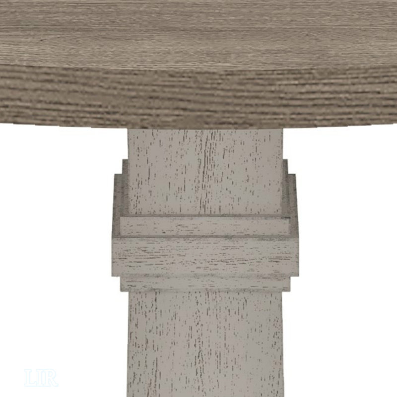 Taranto 59 Inch Round 5-Piece Dining Set With Gray Tabletop And White Pedestal Base, Perfect For Modern Family Gatherings