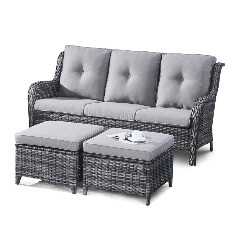 Bonia 72.44'' Wide Straight Patio Sofa with Cushions, Gray