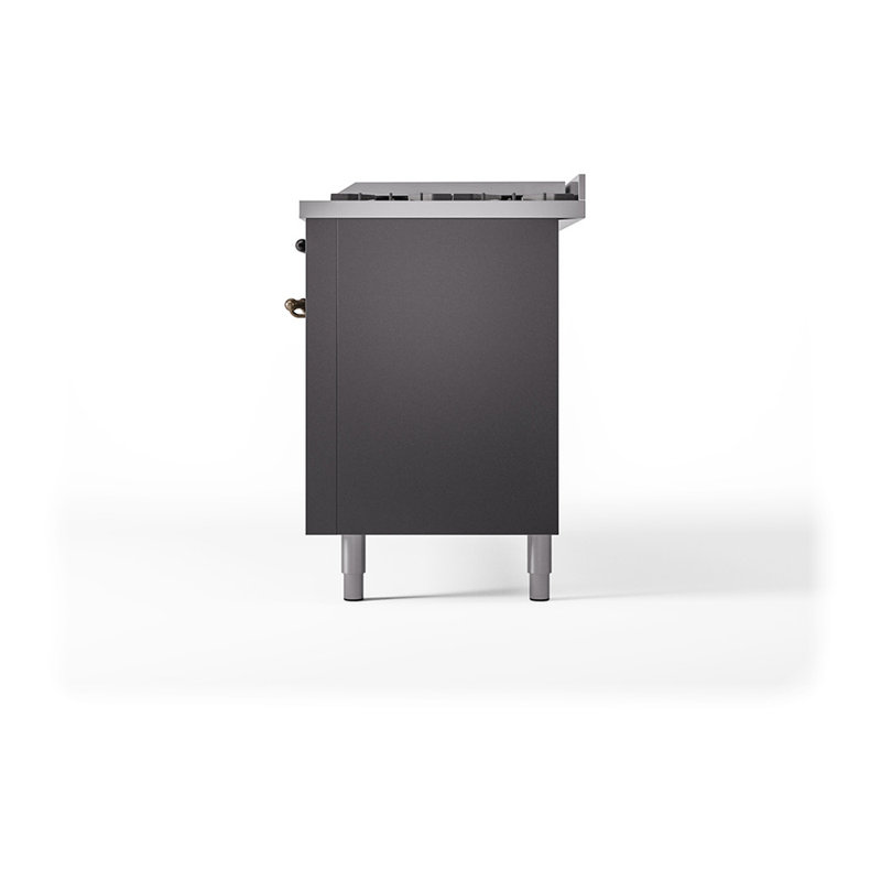 ILVE Nostalgie II Noblesse 60 in Dual Fuel Range, 9 Burner, Griddle, Liquid Propane, Graphite Matte/Burnished