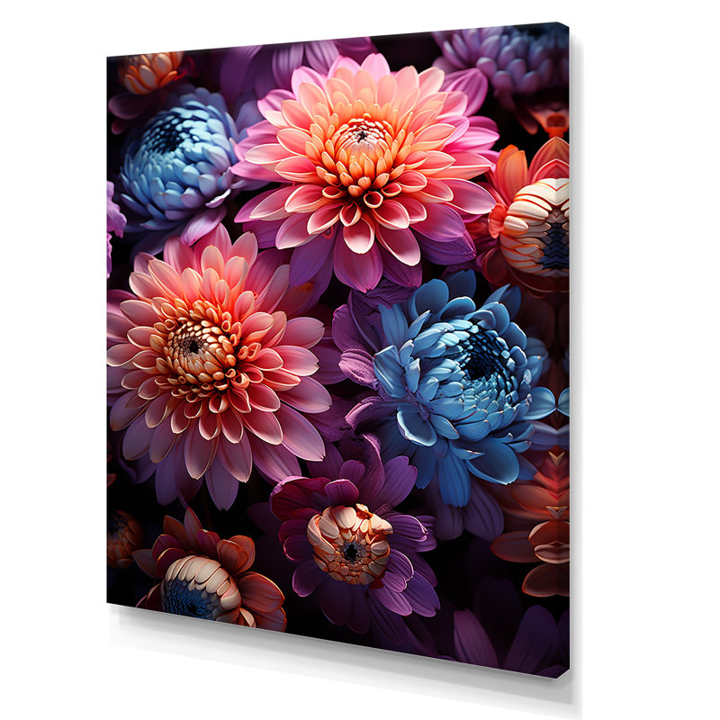 «Zinnias Neon Pink Garden I», reproduction sur toile, Toile tendue, H 44 po x l 34 po x P 1,5 po