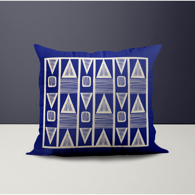 Jeté carré en polyester intérieur / extérieur, L 17 po x H 17 po, Bleu marine