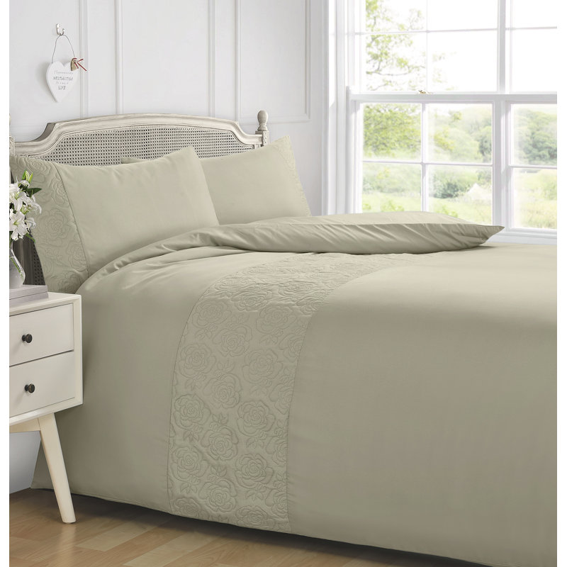 Andile Microfiber Floral Duvet Cover Set, Single Duvet Cover Set, Taupe