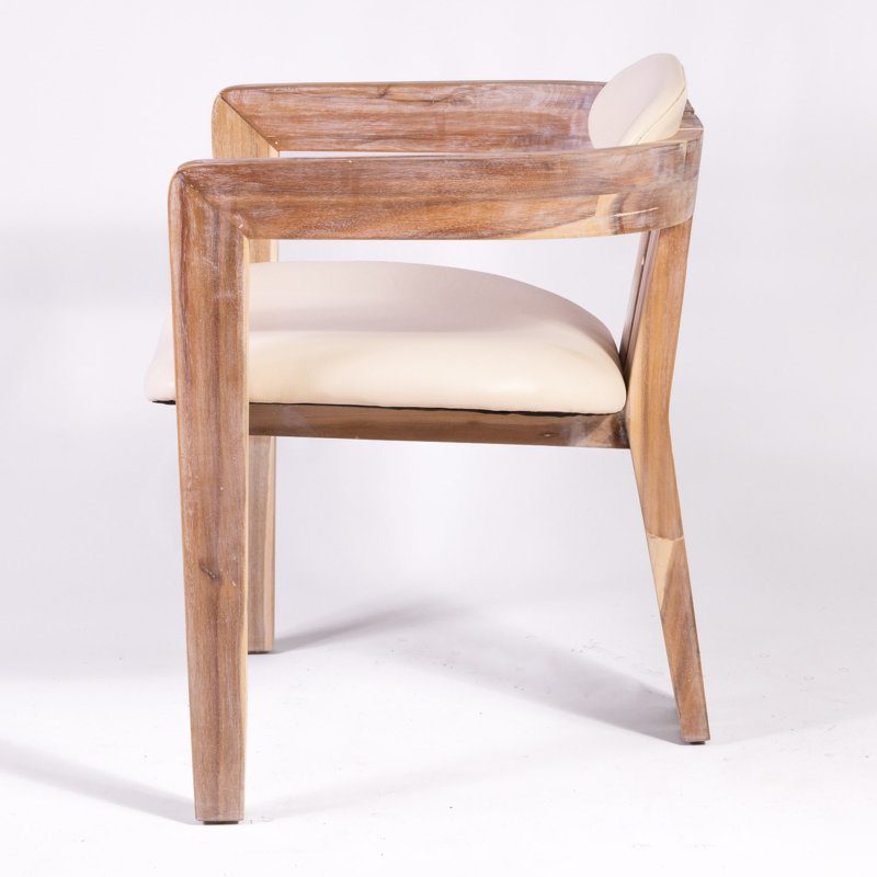 Serena Upholstered Arm Chair, White, Natural