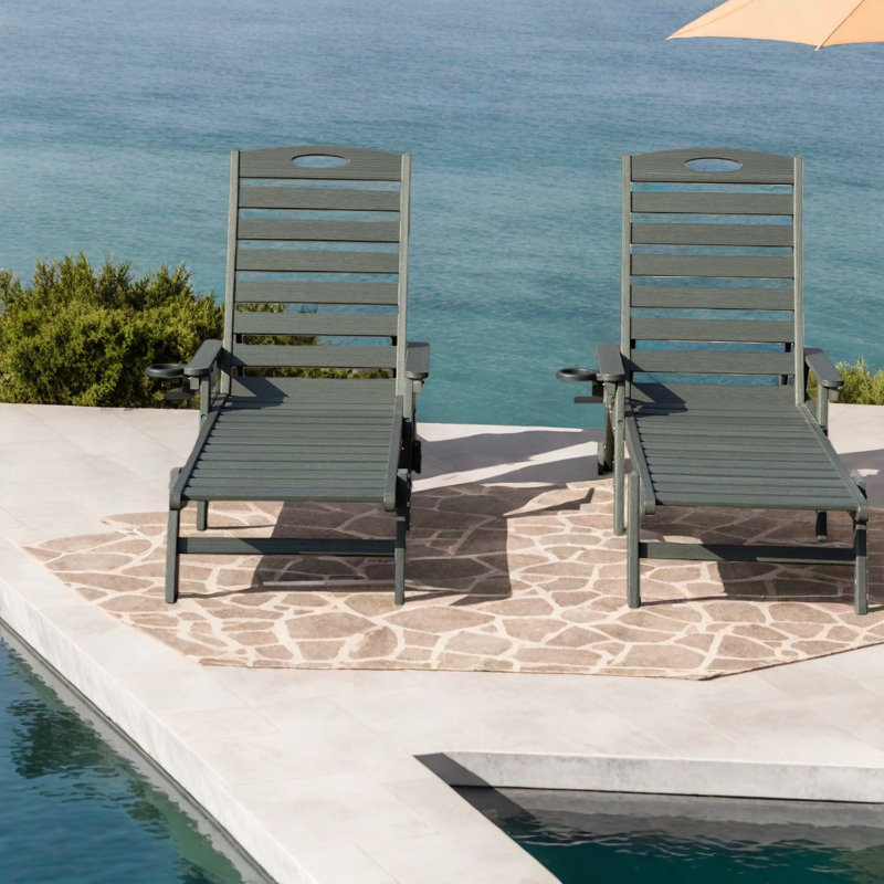 Ensemble de chaises longues de patio durables, ensemble de piscine moderne ajustable en PEHD