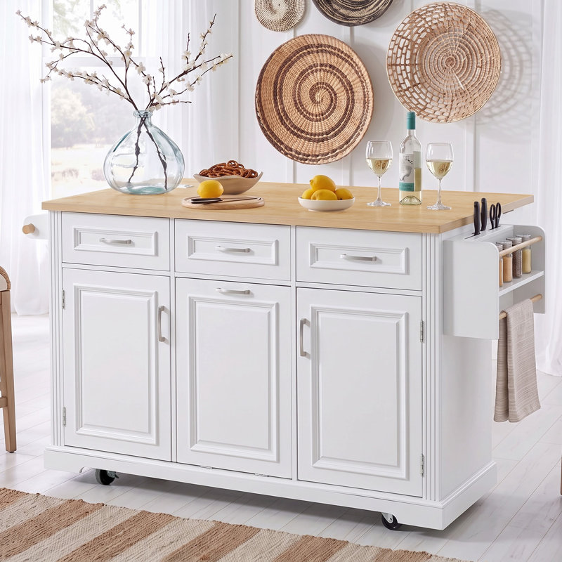 64.57 " W Kitchen Island, White