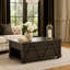 Table basse traditionnelle à plateau relevable rustique avec rangement brun