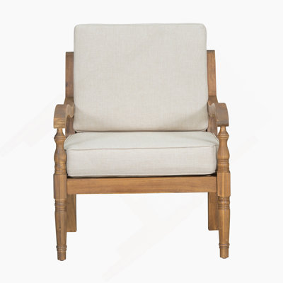 Fauteuil de patio extérieur, fauteuil club en bois avec coussins