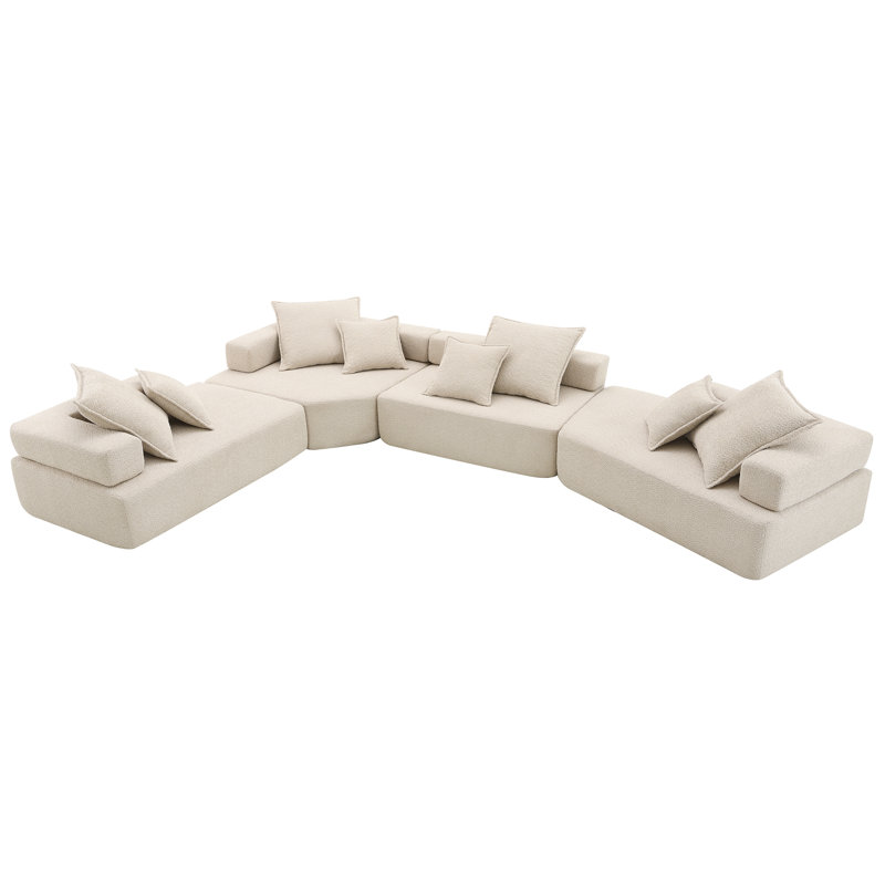 Canapé modulaire surdimensionné rembourré de mousse Breydan, Tissu beige
