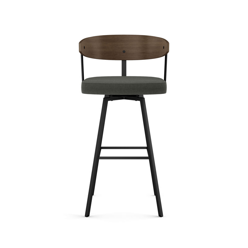 Tabouret de bar et de comptoir pivotant avec dossier en bois Amir, Tabouret de comptoir (siège d'une hauteur de 25,2
