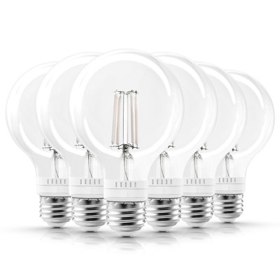 Luxrite Vintage G25 LED Light Bulb 4.5W=60W, 5CCT 2700K 3000K 3500K 4000K 5000K, Dimmable, 500 Lumens, LED Edison Bulb, UL Listed, E26 Base 6 Pack