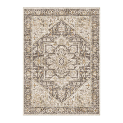 Elaine Machine Washable Vintage Area Rug With Non-Slip Backing