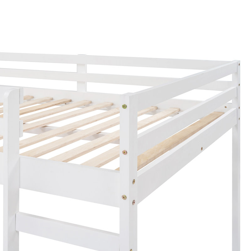 Lit mezzanine avec glissade, conception multifonctionnelle, lit double (blanc)