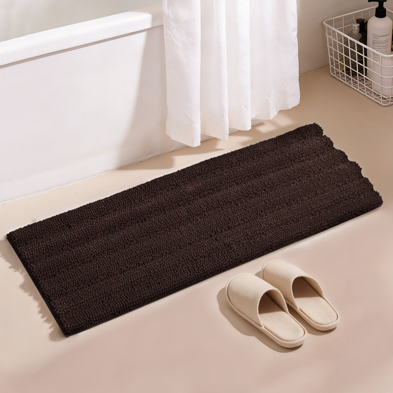 Tapis de salle de bain en chenille douce Chenault, tapis de bain rectangulaire en microfibre à envers antidérapant, séchage rapide