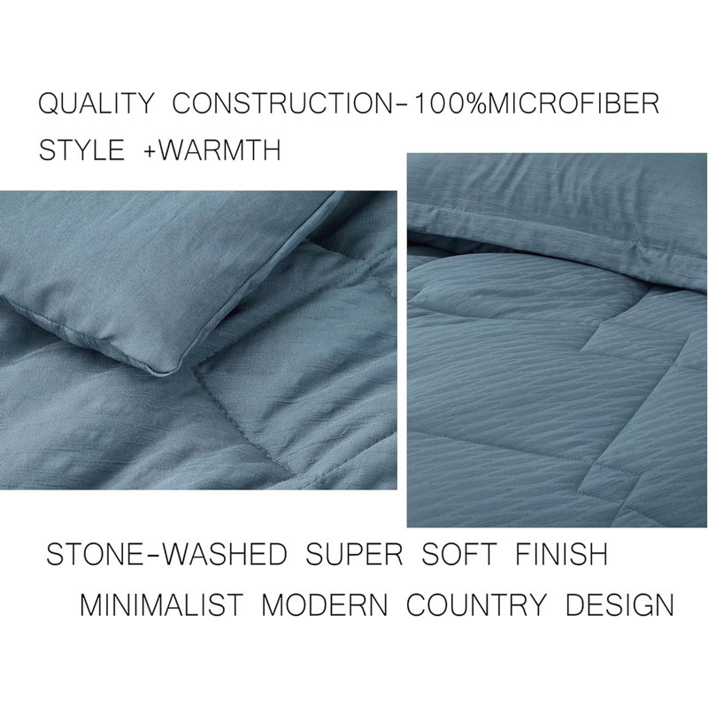 Blue Queen Microfiber Reversible Comforter Set