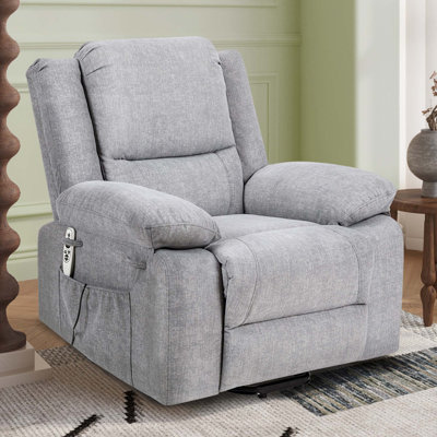 Fauteuil inclinable électrique avec massage pour les personnes âgées, télécommande multifonctionnelle à levage, minuterie, coussin chauffant avec poche latérale