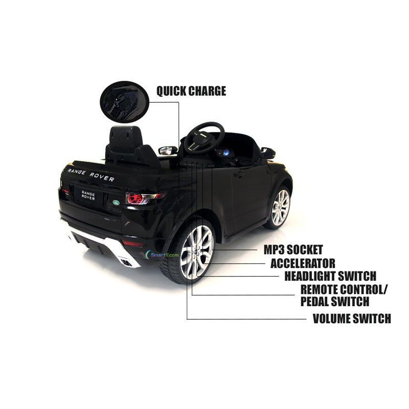 Black 12V Electric Ride-On Car with Remote Control and Music