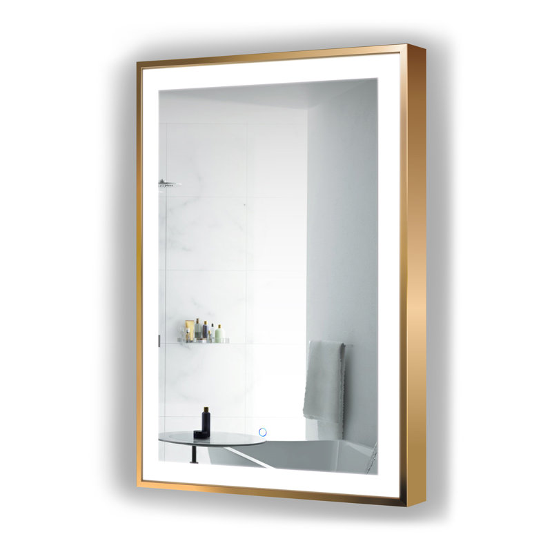 Ednaoverdorf Flat Wall Mirror, Gold, 36" x 24"
