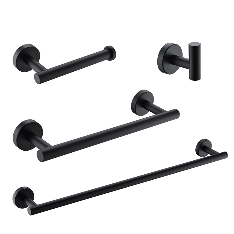 Ensemble de quincaillerie de salle de bain 4 pièces, Noir, noir, noir, noir