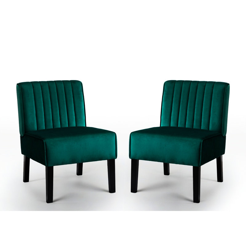 Fauteuil d'appoint en velours de style Mid-Century moderne avec 2 pieds en bois massif pour la chambre à coucher et le salon