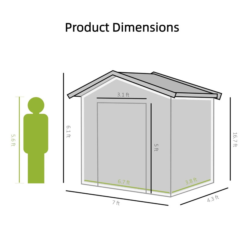 ​【7' X 4' Outdoor Garden Storage Shed】– Tool House With Foundation Kit & Vents For Backyard, Lawn & Garden, Yellow