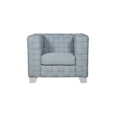 Saree Light Teal Chenille & White Finish Chair